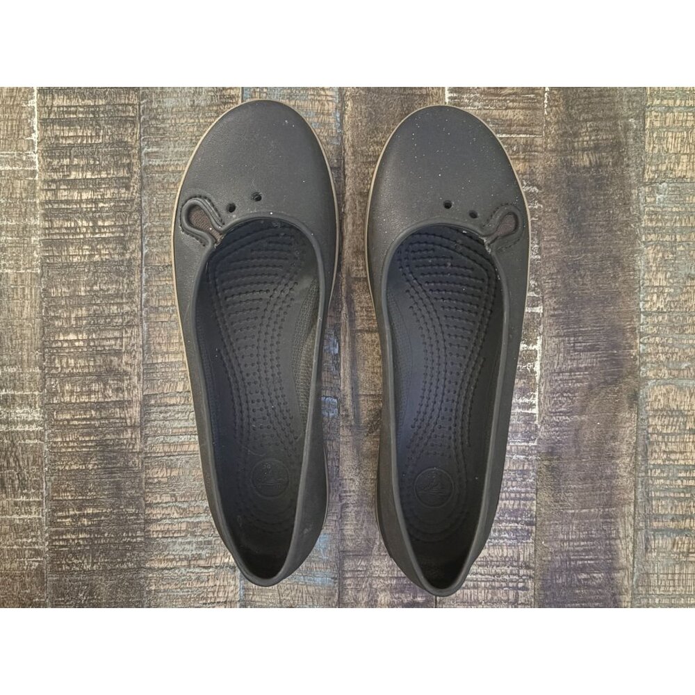 Ladies Crocs Flat Ballerina Crocband Slip-On Casual Flats Brown Size 6 - Picture 3 of 10